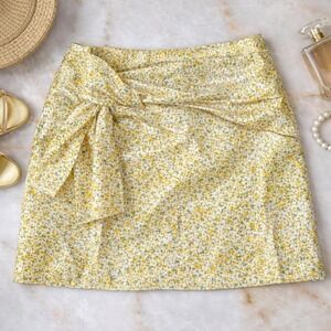 Sabina Musayev Anthropologie Gold Floral Shimmer Tie Mini Skirt L NWT Party Date
